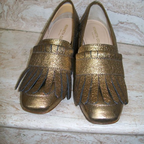 Kenneth Cole New York Women's Macey Kiltie Toe Dress Pump Square Toe Gold 7 1/2 - Picture 3 of 10